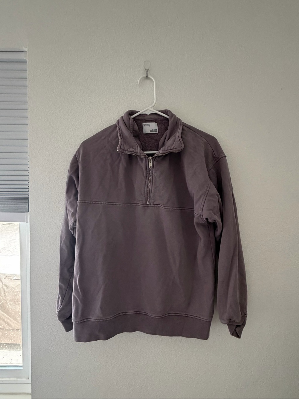 Organic cotton Quarter-Zip Pullover Sweater in Dusty Plum